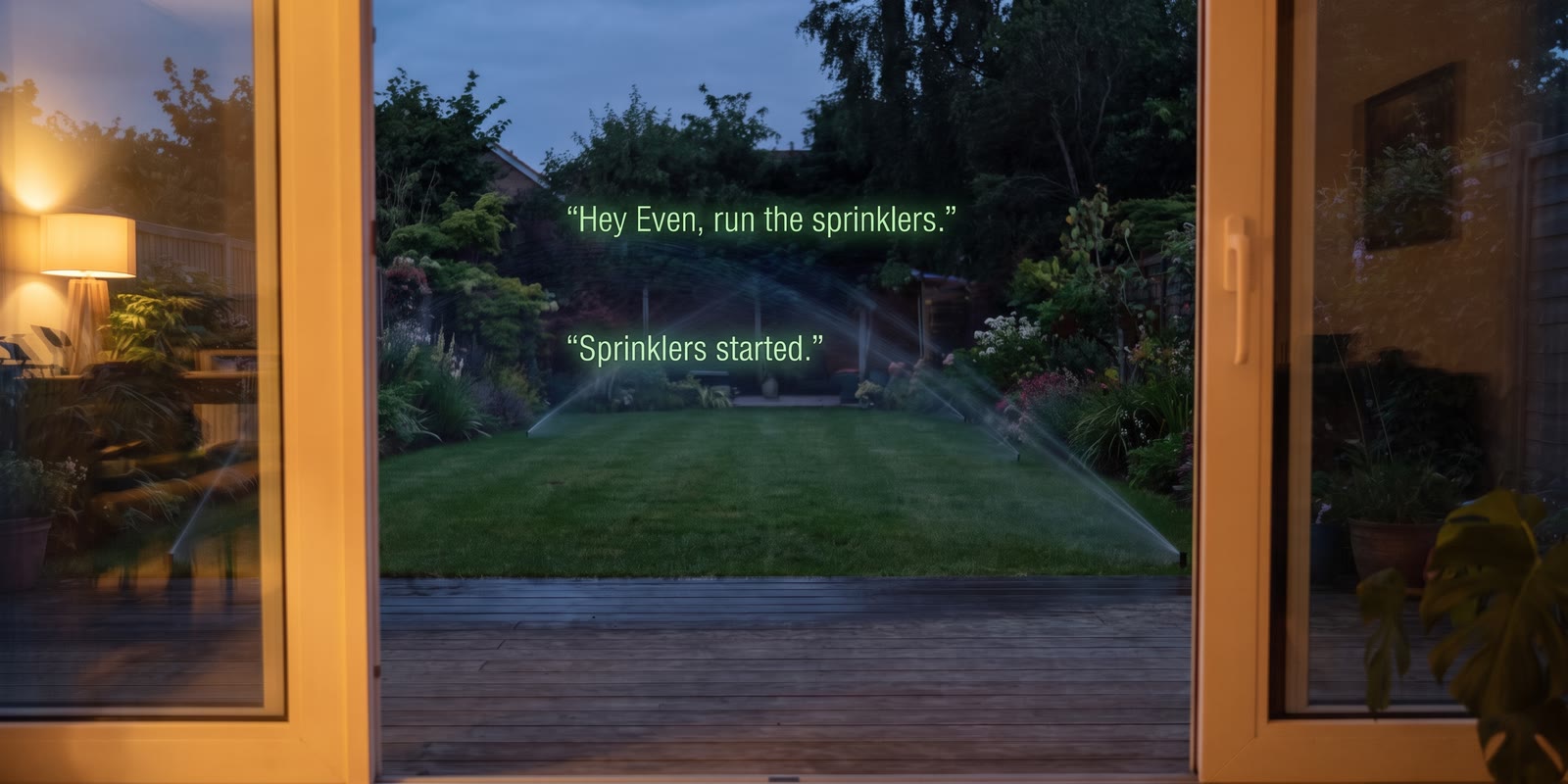 Seen through the glasses: Hey Even, run the sprinklers — Sprinklers started